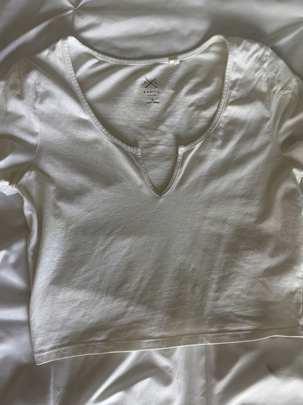 Asics White Notch V-Neck Crop Top